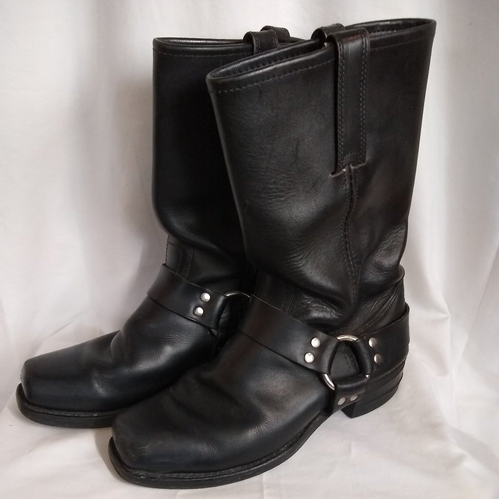 MENS FRYE HARNESS 12R BLACK LEATHER RIDING BOOTS